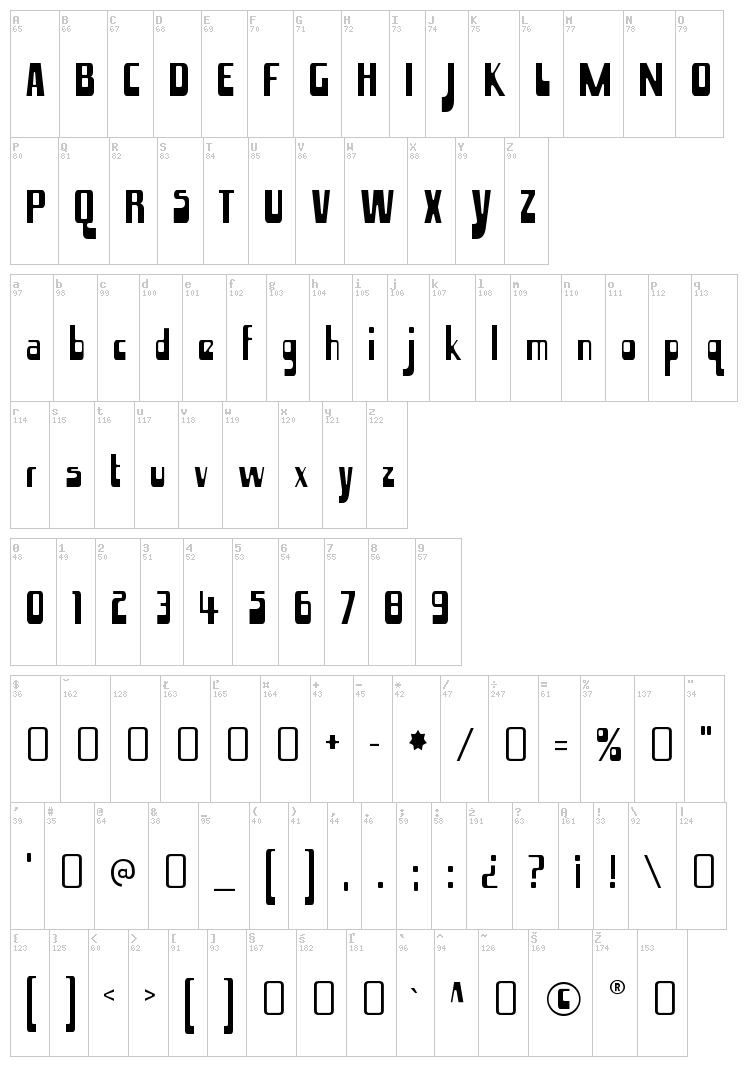 Hamma Mamma Jamma font map